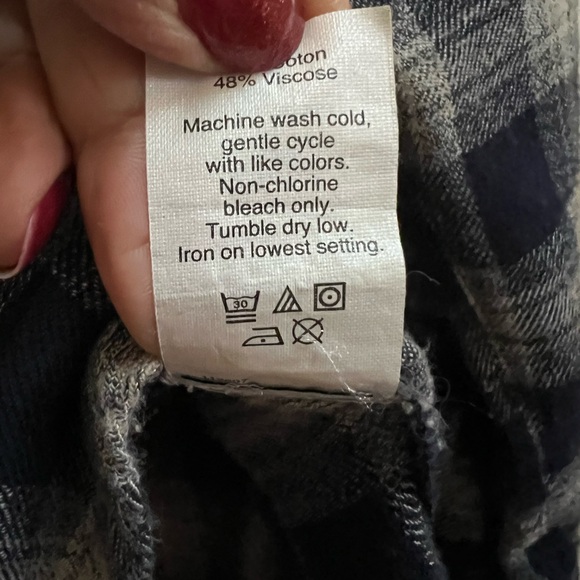 Madewell Plaid Flannel Shirt Blue Cream XS Grunge Streetwear Layering - Picture 6 of 6